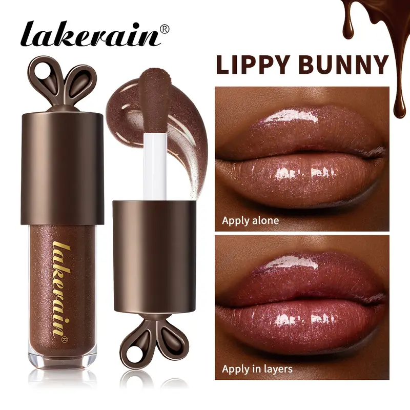 Lakerain Chocolate Rabbit Lip Gloss Long Lasting Hydration Mirror Effect Moisturizing Smooth Non-Sticky Lippy Bunny Lipstick — image 2