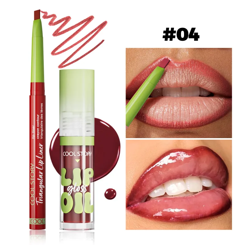 2 Buah Set Lip Liner Lip Gloss 2 In 1 Lipstik Kit Rias Kontur Bibir Halus Lipliner Matte untuk Wanita Kosmetik Kombo Minyak Menepuk-nepuk