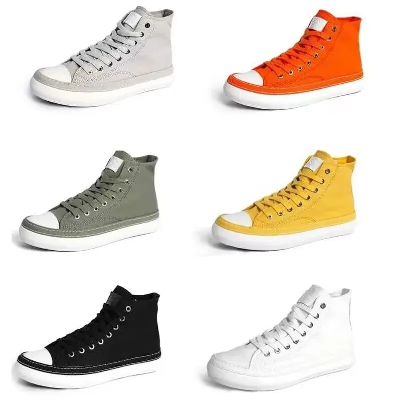 New Fashion Unisex Canvas Boots Men Sneaker Plus Size Women Vulcanized Canvas Shoes High Top Orange Casual Footwear Black 38-44 — image 1