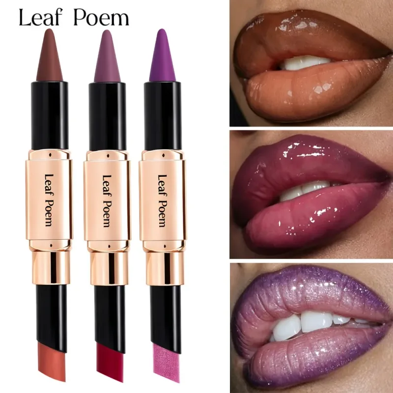 Doppelseitiger 2-in-1-Lipliner-Lippenstift, wasserfest, matt und satiniert, schräge Spitze, feuchtigkeitsspendender Lippenkonturenstift, langlebig — image 4