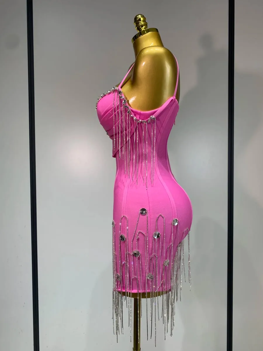 Sexy Backless Spaghetti Strap Bodycon Sleeveless Bandage Dress Elegant Prom Gown Club Evening Party Luxury Birthday Dresses — image 3