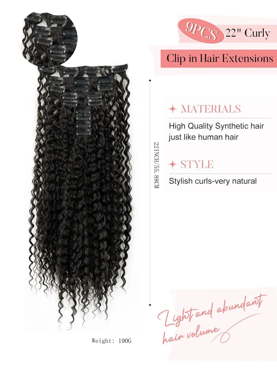 9PCS Clip in Hair Extensions 22 Inch Curly Hair Extension Long Soft Synthetic Hairpieces for Women — image 8