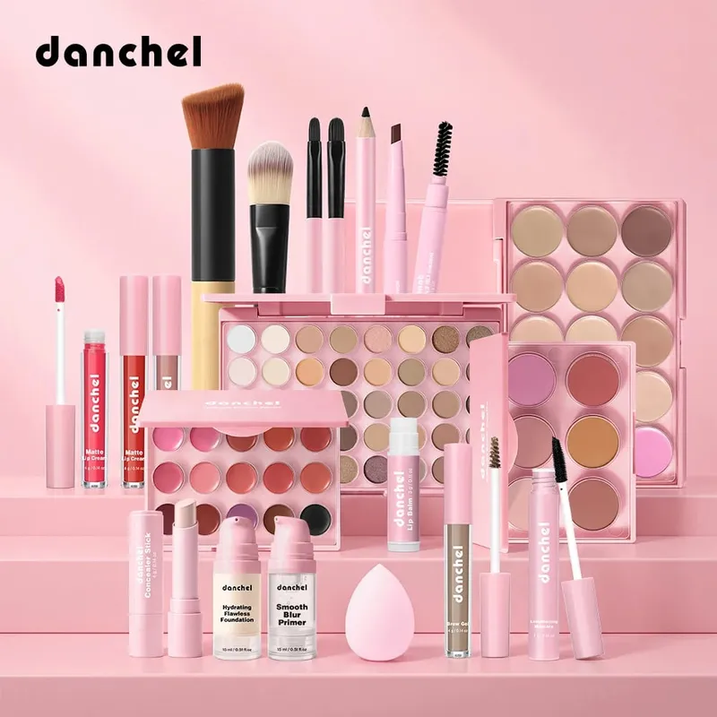 22Pcs Face Makeup Set Eyeshadow Contour Blush Lip Palette Foundation Primer Concealer Lipstick Brow Makeup Kit With Brushes