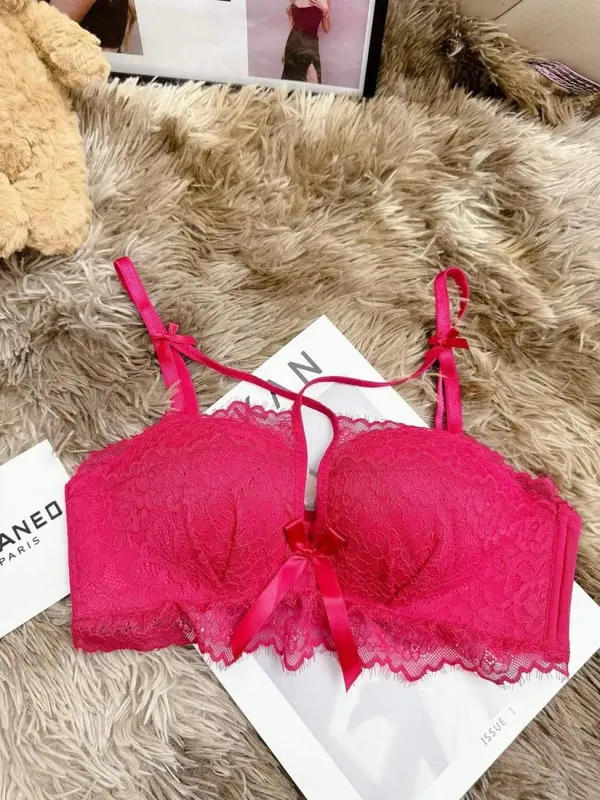Push Up Bra for Small Bust - French Chic Lace Bralette Set Wireless Comfort Support Anti-Sag Underwear for Petite Women — image 13