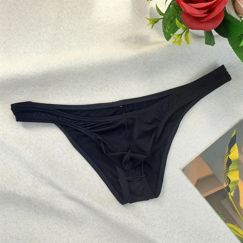 Herr Ultralåg midja Bugle Pouch Bikinitrosor Sexiga tighta Transparenta underkläder Man Is Silk Ultratunna kalsonger Plus Size