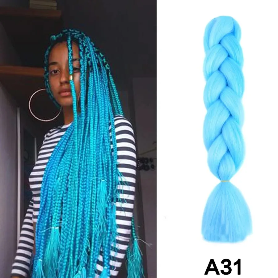 24 Inch Synthetic Jumbo Braid Pure And Ombre Braiding Hair Extensions For Women DIY Jumbo Hair Braids Black Green Gray Brown — image 33