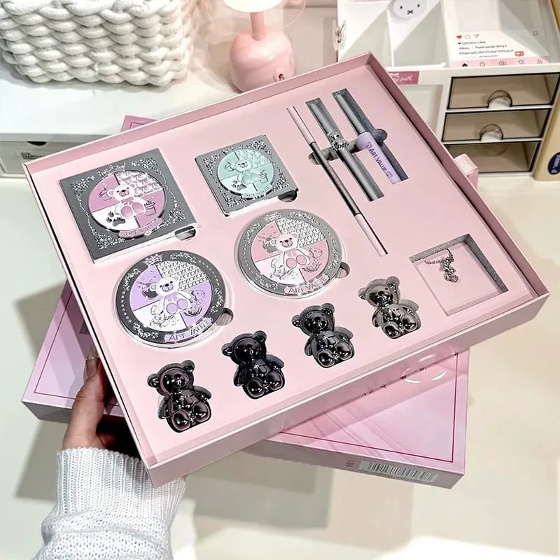 ART VALUE Makeup Set Include 4Lip Mud 1Eyebrow Pen 1Mascara 1Eyebrow Tinted 1Pressed Powder 1Blush 1Contour 1Eyeshadow Cosmetics
