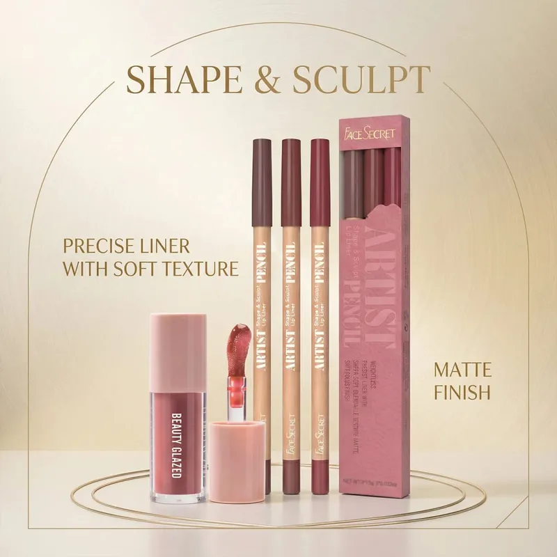 4Pcs Lip Liner & Lip Gloss Set Waterproof Long-lasting Smudge-proof Smooth Daily Lip Makeup Kit — image 4