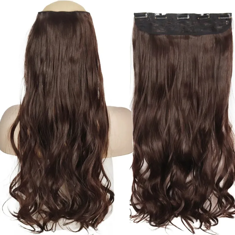 32inch Synthetic Hair Extensions One Piece 5 Clips Long Straight High Temperature Fiber Black Brown Hairpiece — image 29