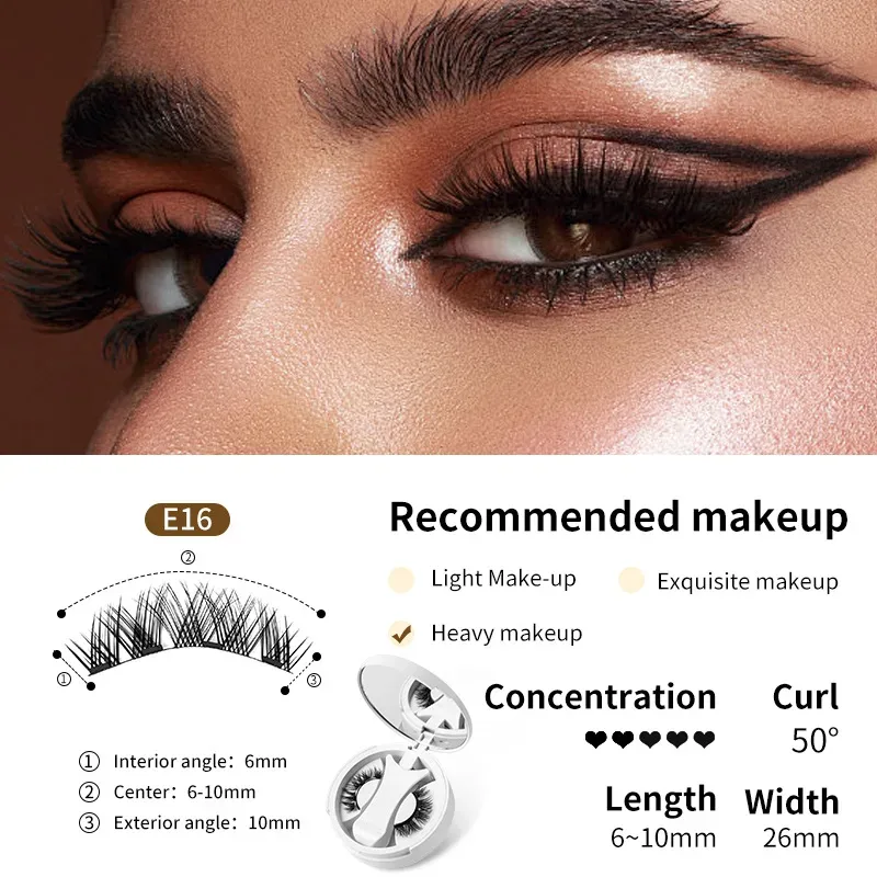 Brown Magnetic False Eyelashes Natural Soft Light Weight Eye Makeup Set With Applicater One-Piece Box Easy To Carry Eyelash Tool — image 19