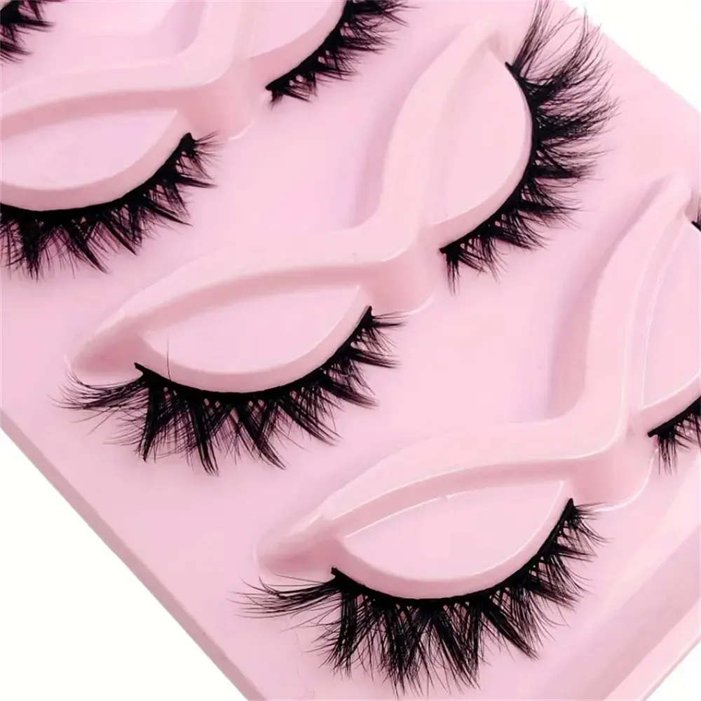 Cat Eye Eyelashes 3D Natural False Lashes Fluffy Soft Cross 5 Pairs Manga Lashes Wispy Natural Eyelash Extension Makeu — image 3