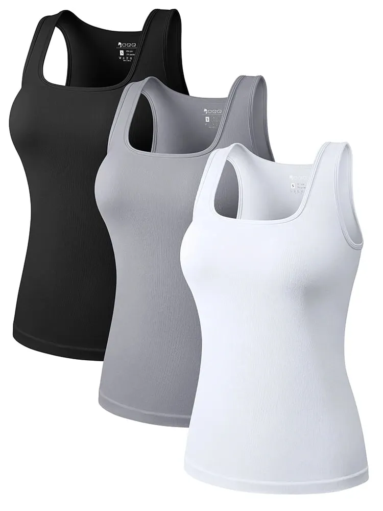 Hot Sale Summer Women's Basic Elastic Tank Top Sleeveless Square Collar Vest T-shirt Fashion Fitness Yoga Women's Casual Top — image 2