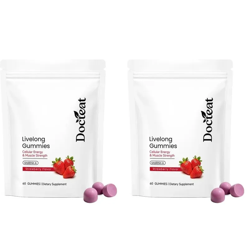 Docteat Urolithin A Gummies 500mg per porzione Gusto Fragola Supporto quotidiano per il benessere cellulare 60 caramelle gommose per uomini donne — image 8