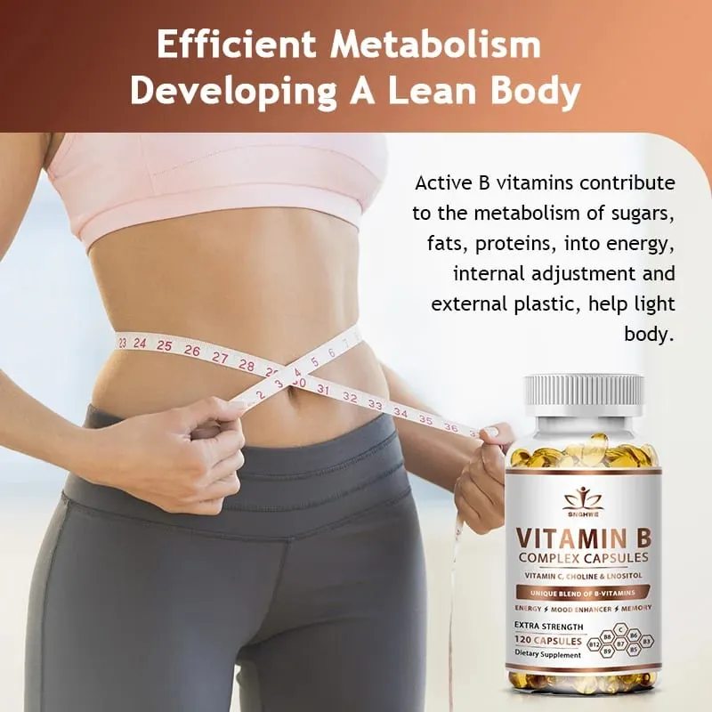 B-Complex Vitamin Supplements (B1 B2 B3 B5 B6 B12 Folic Acid&Biotin) Relieve Stress Improve Immunity System Strong Bones &Teeth — image 5