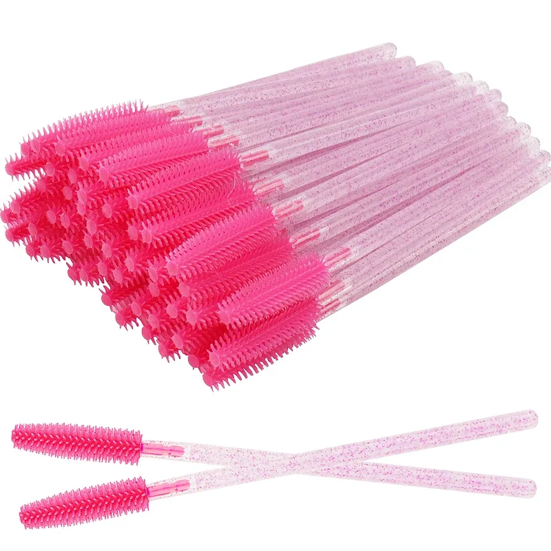 50 pcs Silicone Mascara Wands Applicator Disposable Eyelash Brushes Comb Beauty Makeup Brush For Women Eyelash Extension Tools
