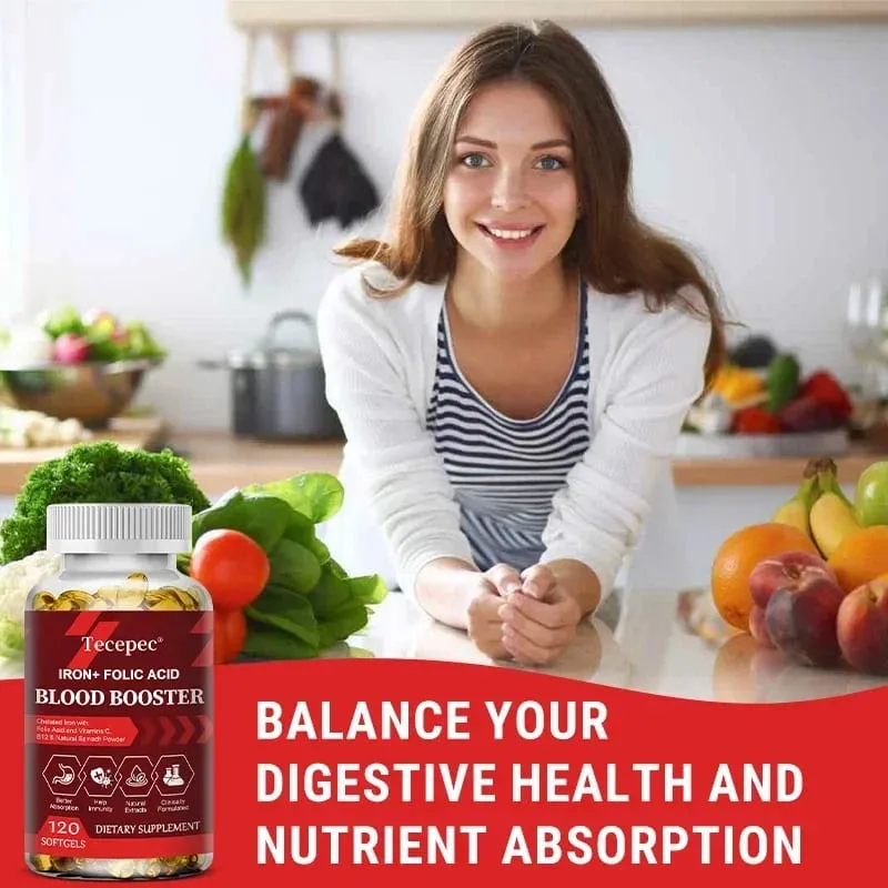 Iron + Folic Acid Blood Tonic - Replenish Iron Content No Side Effects Iron Supplement- with Vitamin C Vitamin B12 Folic Acid — image 3