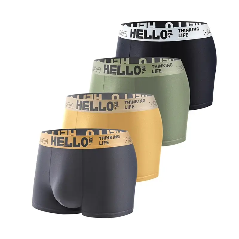 4 Cái/bộ Quần Lót Nam Ngẫu Nhiên Thời Trang Hợp Thời Trang Mềm Mại Thoải Mái Quần Sịp Boxer Nam Ôm Dáng Rộng Athleisure Quần Nam — image 8