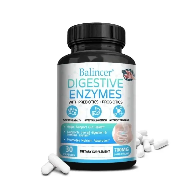 Digestive Enzyme with Prebiotic + Probiotic Supplement - Nutritional Digestive Health and Immune Support for Adult Men and Women