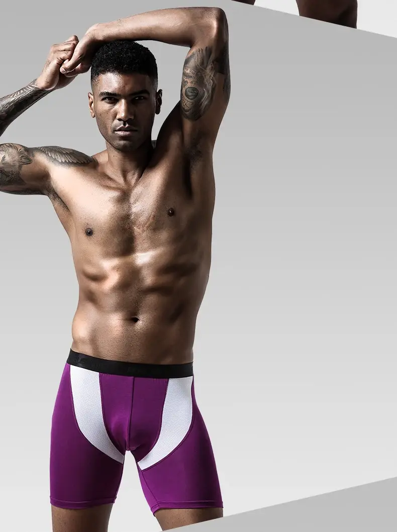 Sports Underwear Men's Anti-Wear Leg Modal Professional Running Fitness Tight Long Leg Quick-Drying Extended Boxer Briefs — image 1