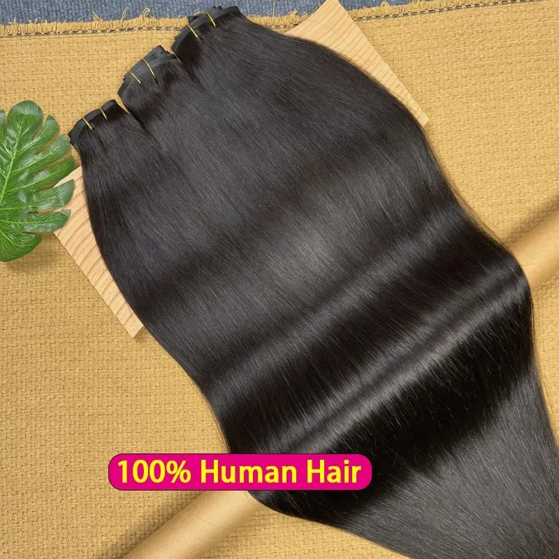 7 Stück unsichtbare, nahtlose PU-Clip-in-Echthaar-Verlängerungsband, Schuss-Clip-in-Extensions für dickes, rohes Haar, 100 g Clip-on-Haar — image 5
