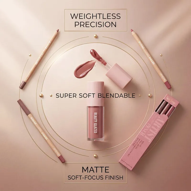 4Pcs Lip Liner & Lip Gloss Set Waterproof Long-lasting Smudge-proof Smooth Daily Lip Makeup Kit — image 3