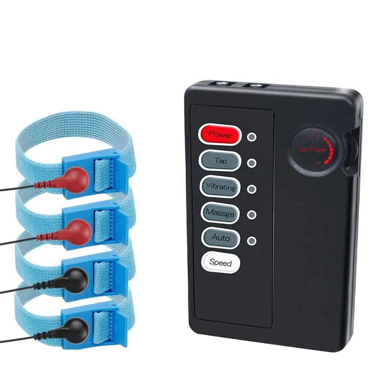 Electric Shock Conductive Fibers Penis Ring Cock Therapy Extender E-stim Massage BDSM Gay Sex Product Kit for Men Masturbation