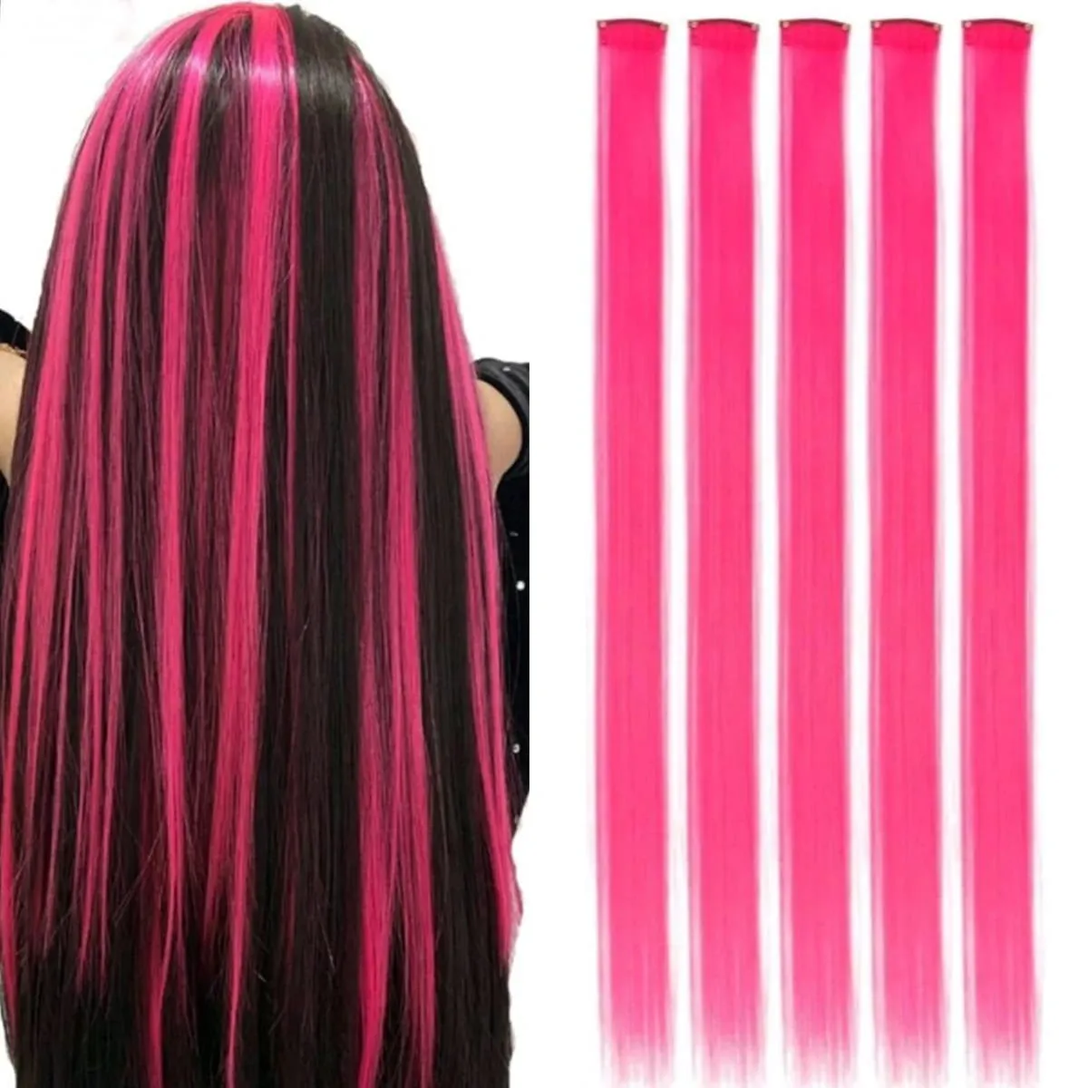 5PCS Klip Lurus Dalam Sambungan Rambut Klip Sorotan Sintetik Pada Potongan Rambut Rambut Fesyen Untuk Wanita Cosplay Pesta Harian — image 12