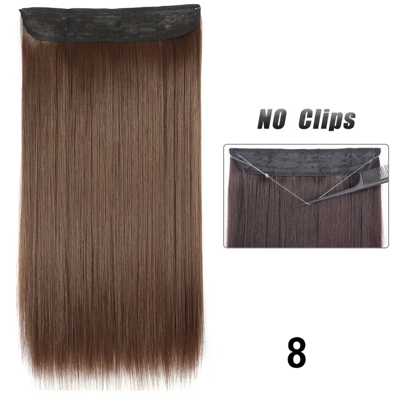 No Clips Hair Extensions Invisible Wire Long Straight Synthetic False Hair Piece 80cm Black Brown Blonde Hairstyle — image 14