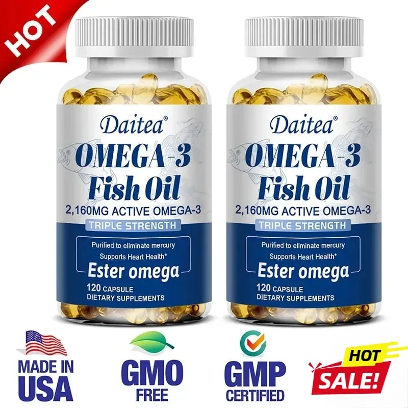 Daitea Fish Oil Capsule 2160mg Supplement Rich in DHA & EPA Cognitive Core Health Immune Support Non-GMO