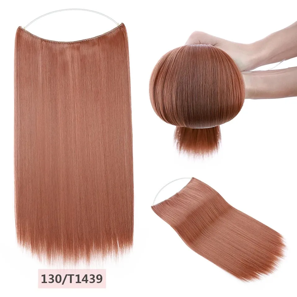 S-noilite 32colors Synthetic Invisible Wire Straight Hair Extension Clip In False Hair Hairpieces Long Smooth Fish Line Hair