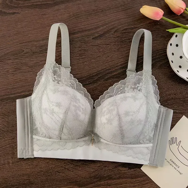 Bra Push-Up Tebal Renda Seksi untuk Payudara Kecil Anti-Kendur Boleh Laras Selesa Tanpa Wayar Pakaian Dalam — image 8