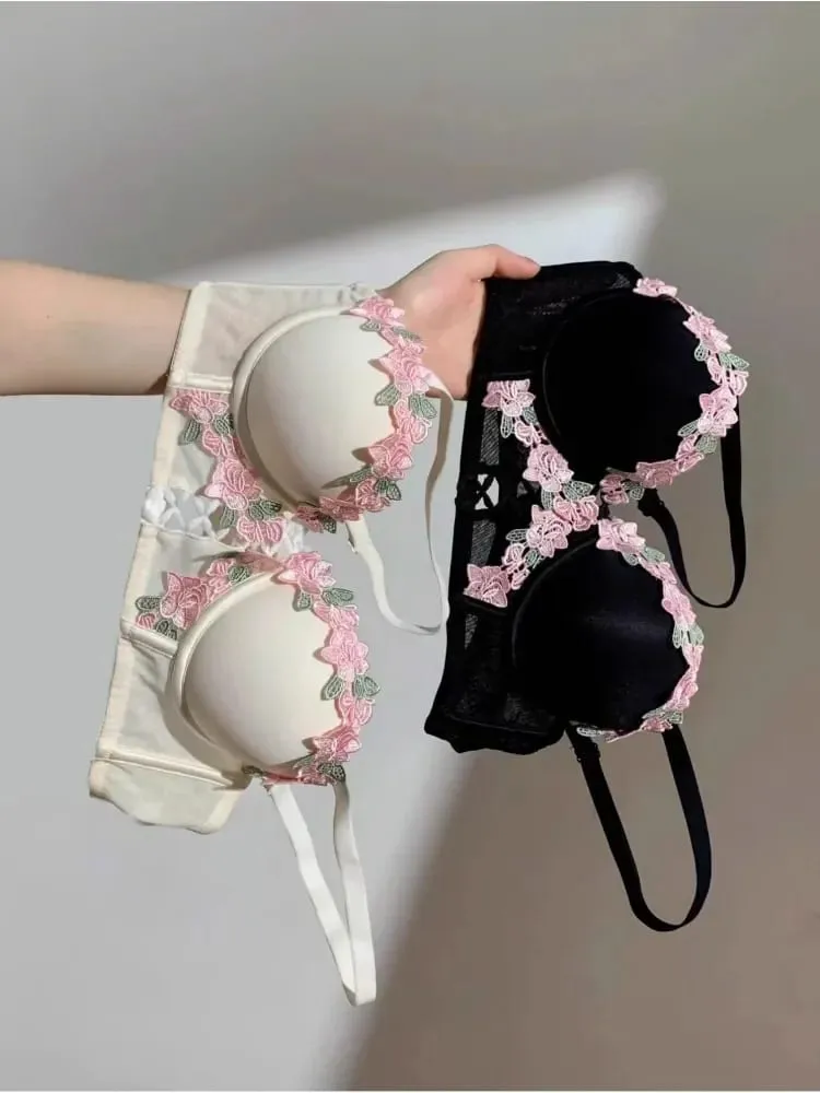 Japanese Kawaii Bralette Set for Small Bust Summer Wireless Lingerie Ultra-Thin Pure & Sensual Snug Fit Bra No Steel Rings — image 1