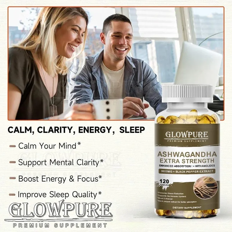 Kapsul Ekstrak Akar Ashwagandha untuk Tenaga Tidur Mood Tekanan dan Suplemen Formula Premium Fokus — image 5
