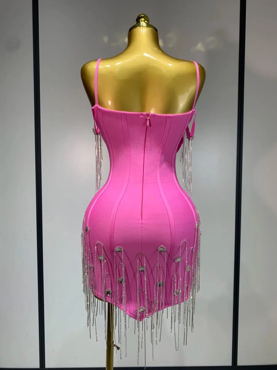Sexy Backless Spaghetti Strap Bodycon Sleeveless Bandage Dress Elegant Prom Gown Club Evening Party Luxury Birthday Dresses — image 4