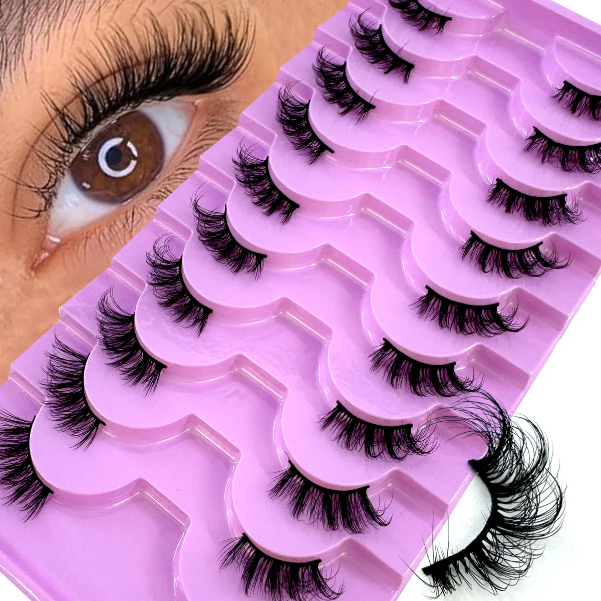 Demi-Cils 10 paires Demi-Cils doux naturel Cils yeux de chat outil de maquillage Faux Cils Extension moelleux Faux Cils — image 3
