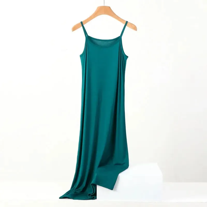 Plus Size Spring and Summer Versatile Slim Long Inner Nightgown Suspender Modal Cotton Solid Color Bottoming Dress — image 3