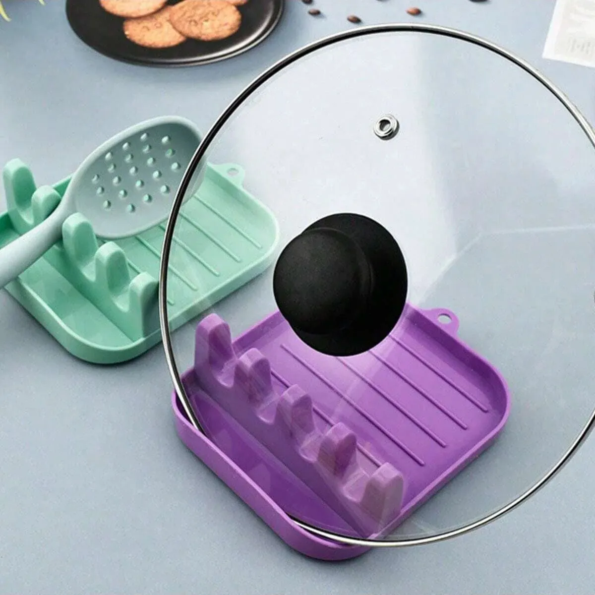1pc Household Multifunctional Spatula Rack Kitchen Shovel Spoon Storage Rack Sitting Cutting Board Spatula Pot Cover Shelf — image 5