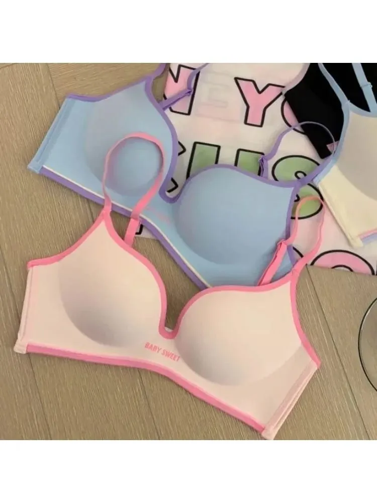 Push Up Seamless Bra for Small Chest | Colorful Dopamine Padded Bralette | Comfort Lift & Sexy Look for Women Bra and Panty Set — image 4