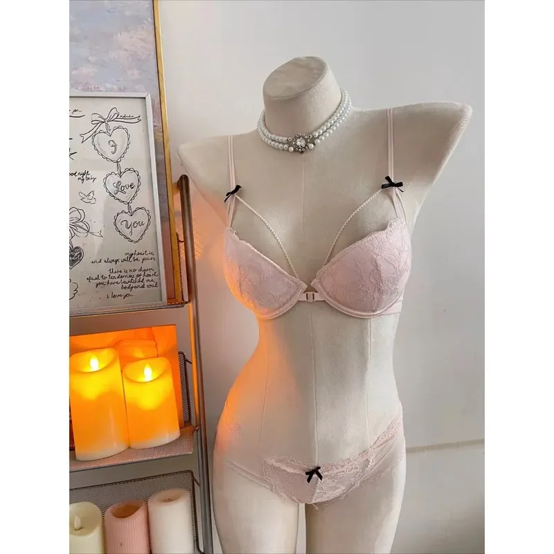 Womens Beauty Back Lace Bra Front Closure Design No Underwire Thin Straps Breathable Lingerie For Small Bust 32-38 Casual Wear — image 5