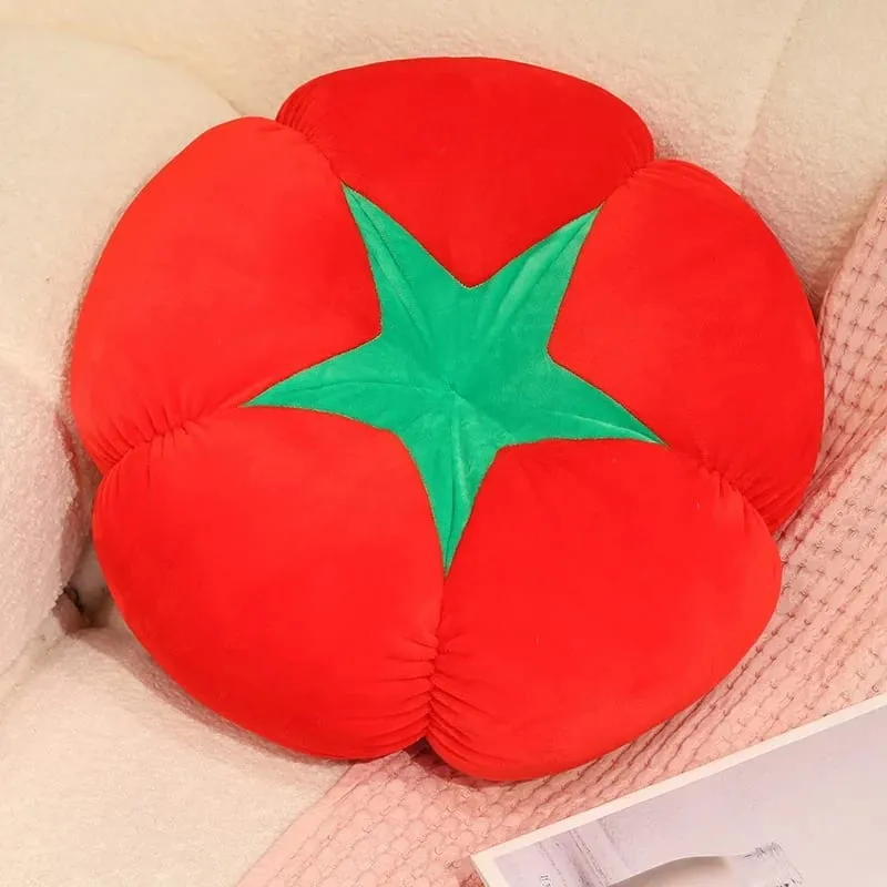 Kawaii Simulation Veggie Fruit Plush Cushion Persimmon Shiitake Mushroom Tomato Soft Decor Pillow For Bedroom Sofa Gift — image 8