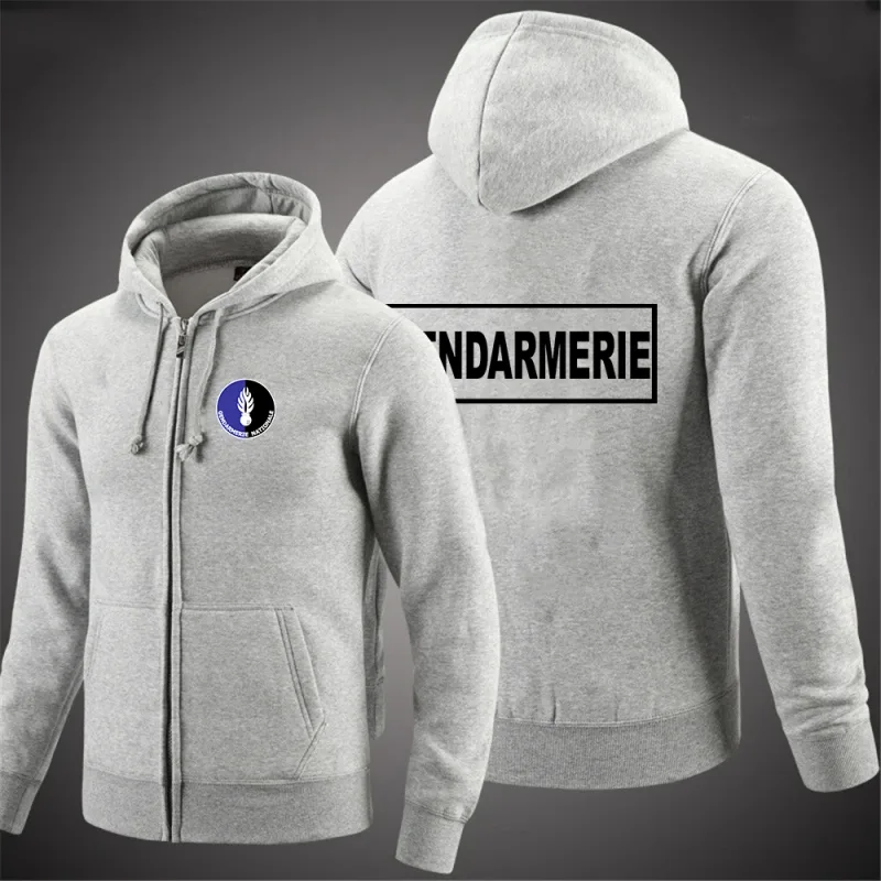 2025 Spring Autumn French Gendarmerie Logo Printed Solid Color Simplicity Hoodies Men's Popular Cardigan Streetwear Jacket Coats — image 5