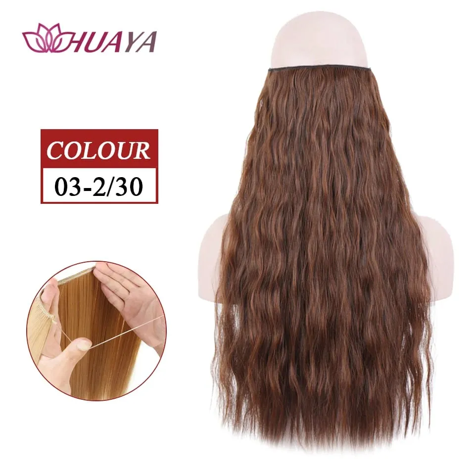 Synthetic Long Straight Invisible Wire No Clips In Hair Extensions Fake Hair Pieces Secret Fish Line Hairpieces For Women — image 33