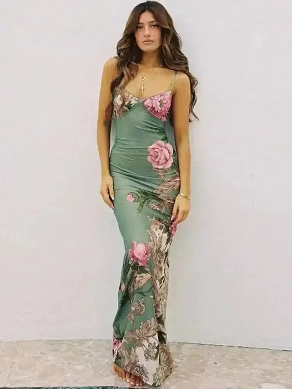 Townlike Elegant Long Maxi Dress Women Spaghetti Strap 2023 Summer Dress Slim Bodycon Backless Nightclub Sexy Party Dresses