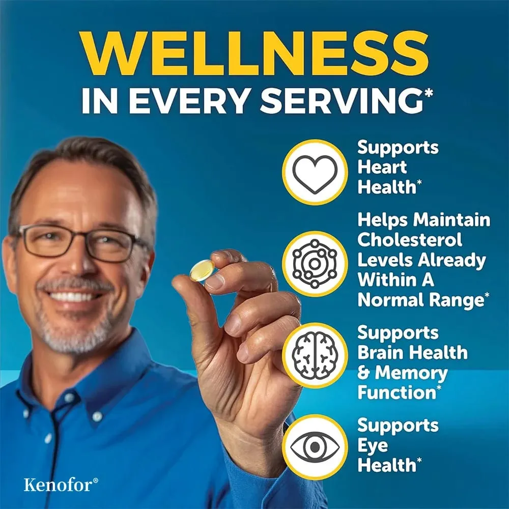 Kenofor Omega 3 Fish Oil Capusles with EPA & DHA Helps Brain Development & Cardiovascular Health for Eye and Skin Health — image 6