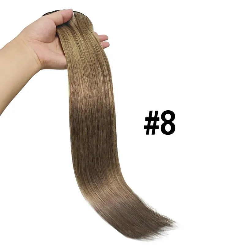 Clip In Hair Extensions #6 Chestnut Brown Double Weft Thick 120G 8Pcs Silky Straight Brazilian Clip In Human Hair Extensions — image 9