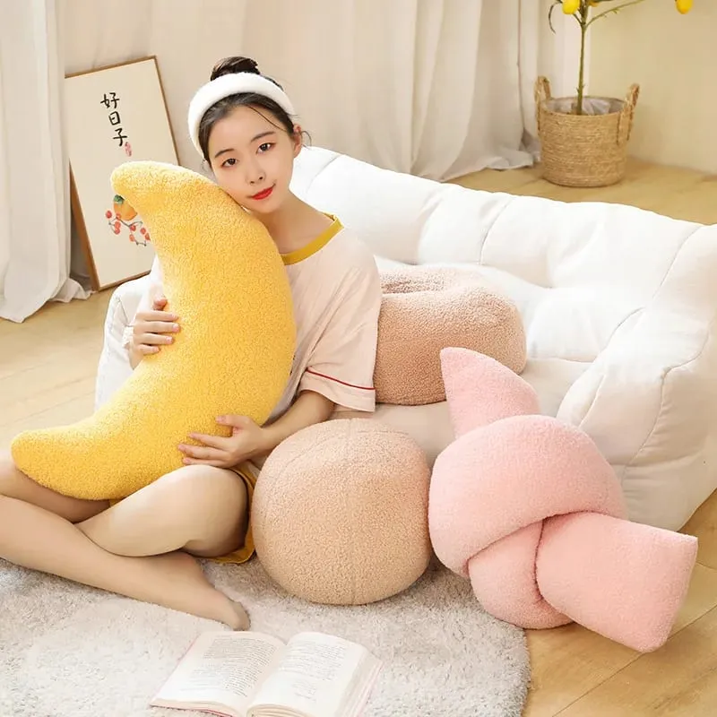 INS Popular Plush Yellow Moon Ball Shape Cushion Stuffed Donut Twist Bar Throw Pillow Home Decoration Room Pillow Birthday Gift — image 5