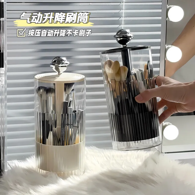 Automatic Lifting Makeup Brush Holder Dust Proof Cosmetic Organizer Luxury Desktop Storage Container Makeup Brushes Pens Holder — image 2