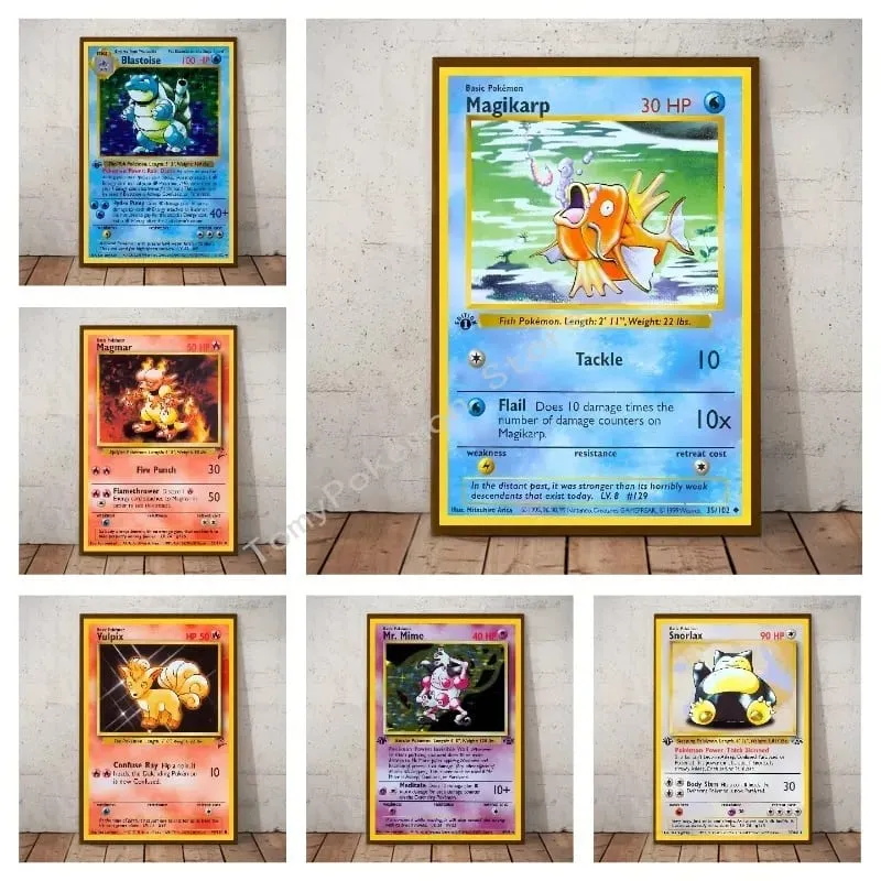 Pokemon Basis Set 1996 Jaar Engels Kaarten Shining Canvas Painting Poster Print Watercolor Wall Art Picture Home Decor Gifts — image 2