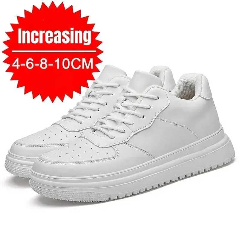 Sepatu Penambah Tinggi Baru untuk Pria 10Cm Sepatu Lift Tak Terlihat Sepatu Olahraga Kulit Putih Zapatillas De Hombre Ukuran Besar 46 — image 1