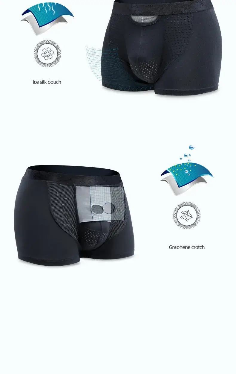 Boxer homme short Push Up sous-vêtements Modal Pantie homme respirant magnétique glace soie balle séparation poche caleçon Cueca — image 6